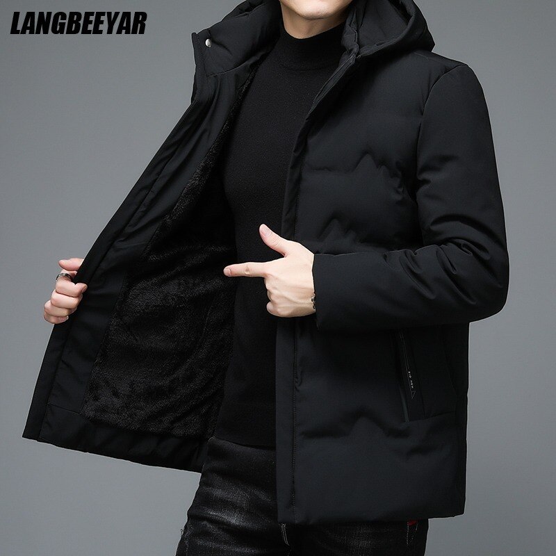 새로운 브랜드 캐주얼 패션 고품질의 한국 남성 패딩 후드 워밍업 파커 재킷 윈드 브레이커 디자이너 코트 겨울 남성 의류